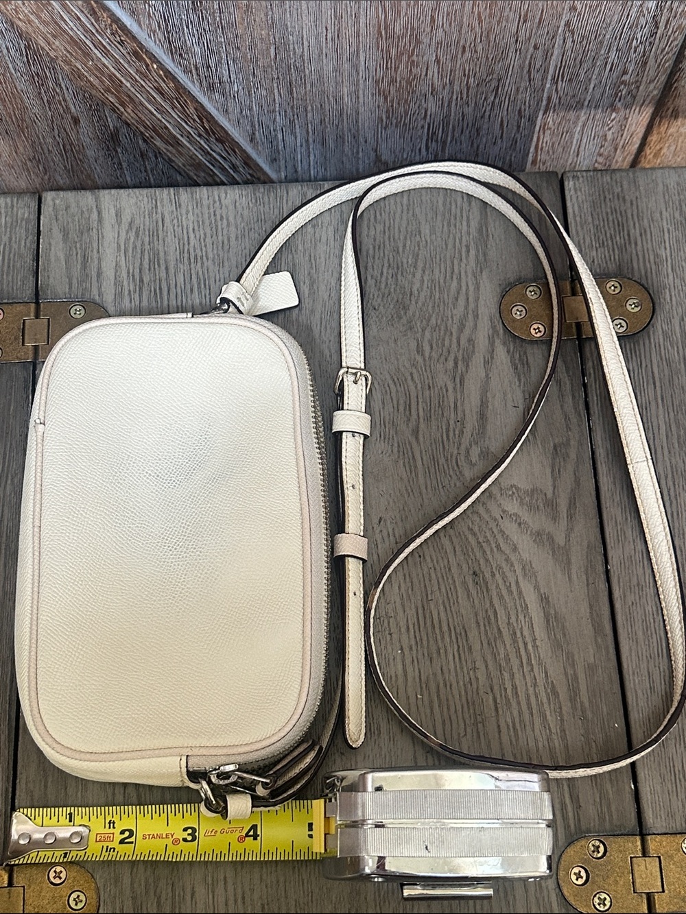 Coach Double-Zip Pouch with Metallic Rivets in Chalk Crossbody Bag Purse - Picture 16 of 16